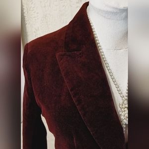 Ines de la Fressange Velvet Eggplant/Burghundy Tailored Jacket